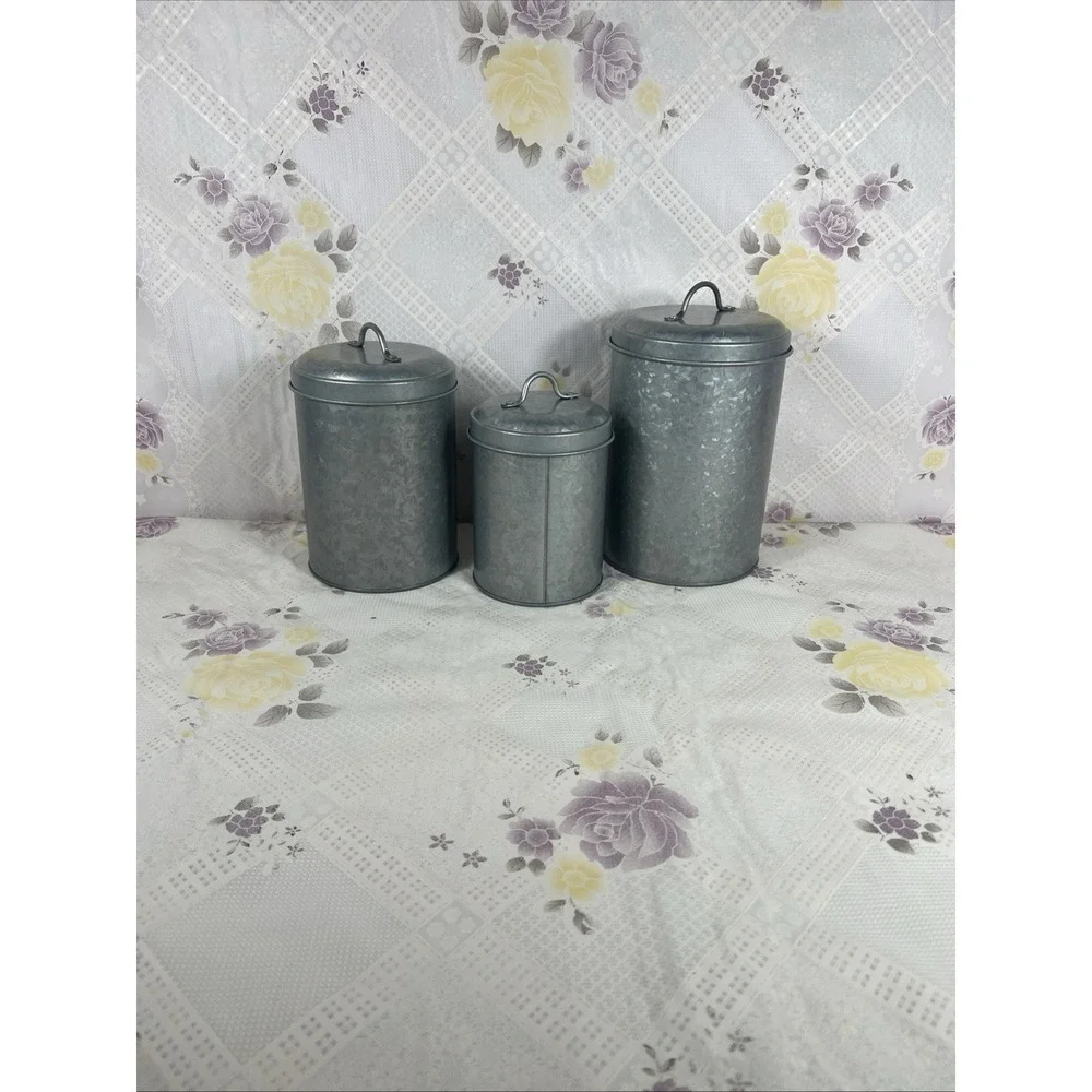 Set of 3 Food Containers with Lids,‎ Rustic Vintage Jars, Country Kitchen
